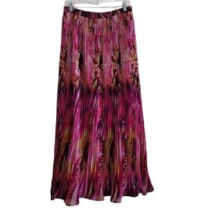 Lucy and Coco Pink and Green Floral Print Bohemian Maxi Skirt Sz Medium